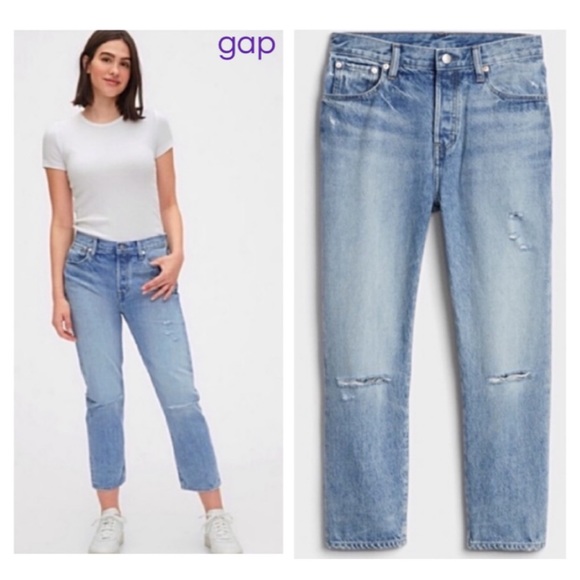 GAP Denim - ❤️ GAP Boyfriend Jeans size 6 Mid-Rise Distress Crop size 28 (size 6) NWTS-$90